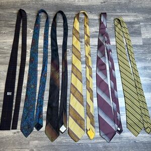 Vintage Men’s Tie Lot of 7 Retro Neck Ties Paisley Striped Classic Wide